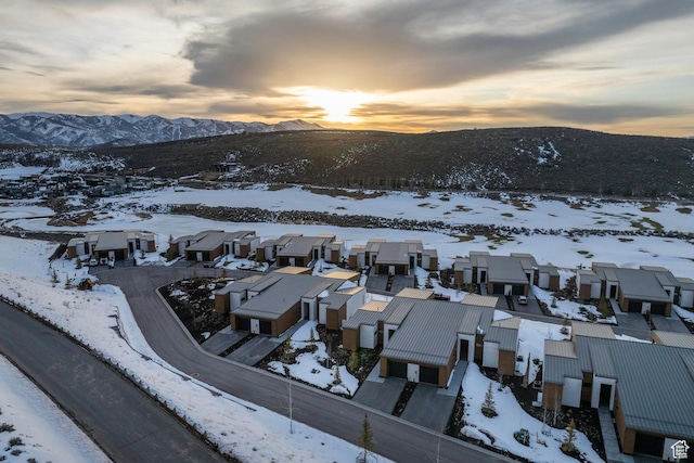 6427 Double Deer Loop, Park City, UT 84098 - snowy aerial view featuring a mountain view and a residential view