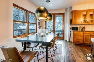 234 Ridge Ave, Park City, UT 84060 - dining space featuring dark wood finished floors and baseboards
