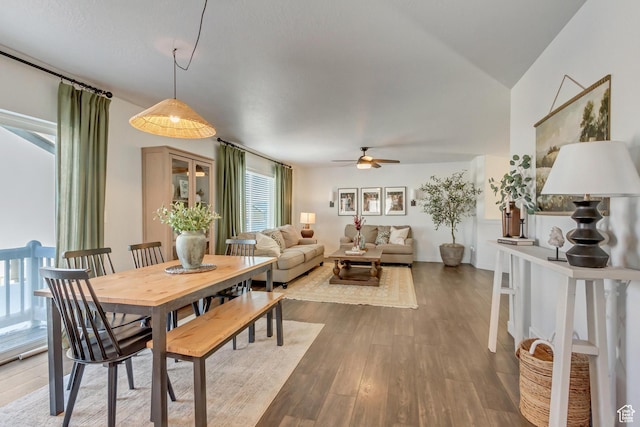 6393 N Pine Tree Way, Eagle Mountain, UT 84005 - dining room featuring ceiling fan and wood finished floors