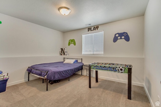 6393 N Pine Tree Way, Eagle Mountain, UT 84005 - carpeted bedroom with baseboards, a textured ceiling, and visible vents