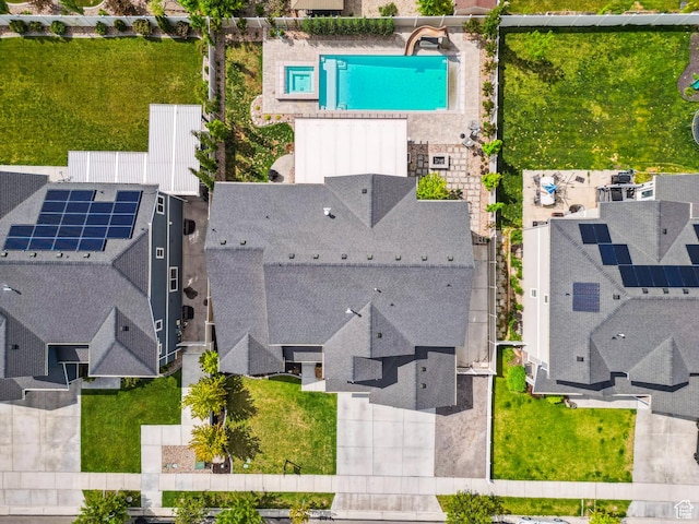 aerial view of a pool area