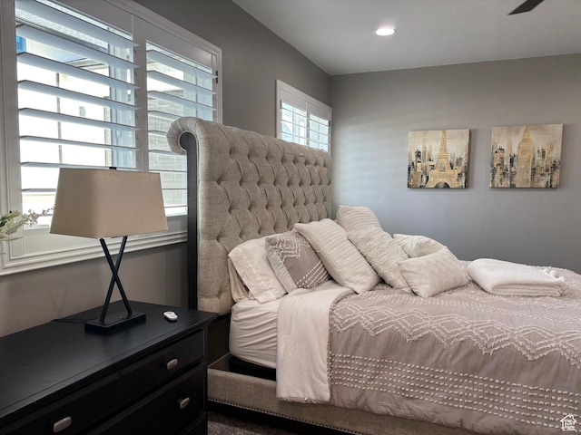 bedroom with recessed lighting