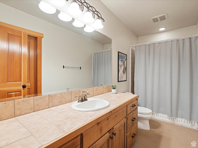 1173 S Innsbruck Dr, Huntsville, UT 84317 - bathroom featuring curtained shower, visible vents, toilet, and vanity