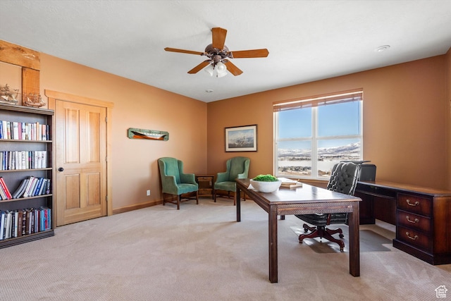 1173 S Innsbruck Dr, Huntsville, UT 84317 - office featuring a ceiling fan, light carpet, and baseboards