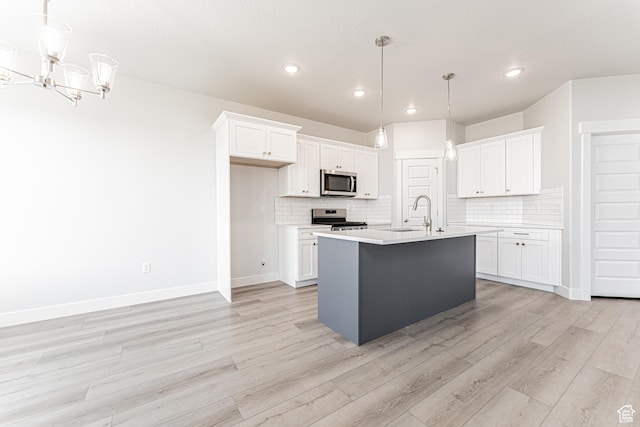 702 W 4500 S Unit 308, Mapleton, UT 84664 - kitchen with stainless steel appliances, white cabinets, light countertops, backsplash, and recessed lighting