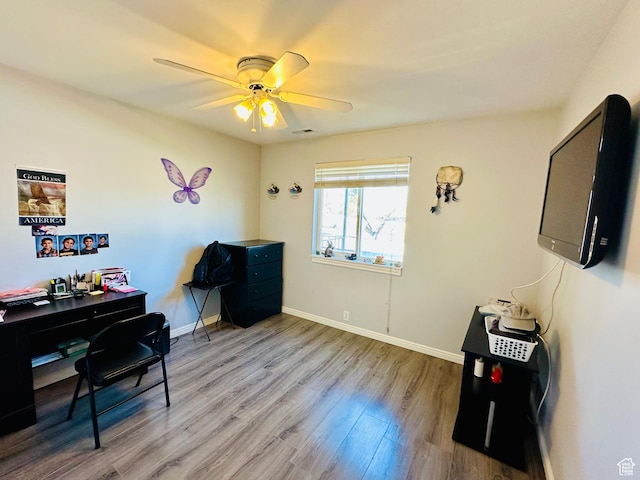 4110 S Oak Meadows Dr Unit 20, Taylorsville, UT 84123 - office area featuring light wood finished floors, ceiling fan, visible vents, and baseboards