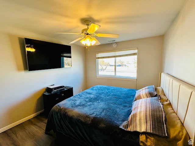 4110 S Oak Meadows Dr Unit 20, Taylorsville, UT 84123 - bedroom with visible vents, ceiling fan, baseboards, and wood finished floors