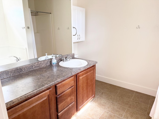 2825 S 400 W, Vernal, UT 84078 - full bathroom with vanity, baseboards, a shower, and a bath