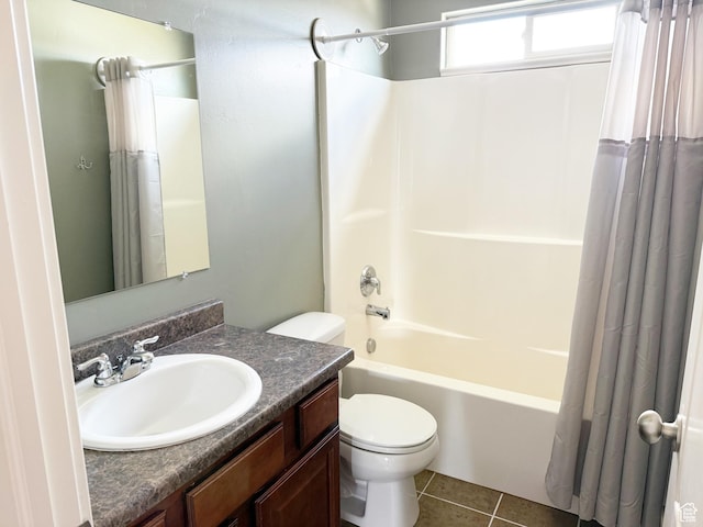 2825 S 400 W, Vernal, UT 84078 - full bathroom with toilet, shower / bathtub combination with curtain, vanity, and tile patterned floors