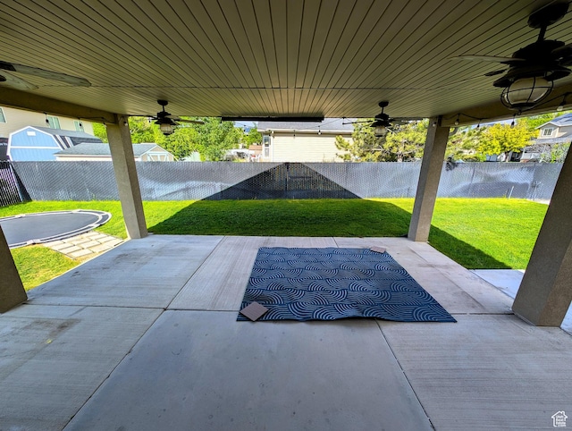 view of patio / terrace with a ceiling fan