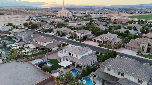 395 W Granite Dr, Washington, UT 84780 - aerial view at dusk of a residential view and a mountain view