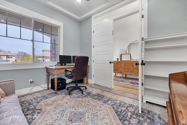 395 W Granite Dr, Washington, UT 84780 - office area featuring baseboards, wood finished floors, and recessed lighting