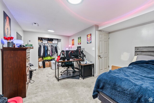 2490 W 12195 S, Riverton, UT 84065 - carpeted bedroom with a desk, a closet, and baseboards