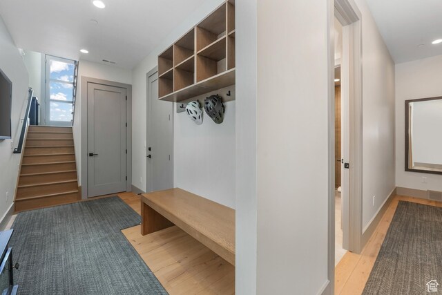 4371 Frost Haven Rd, Park City, UT 84098 - mudroom featuring light wood-style floors, recessed lighting, and baseboards