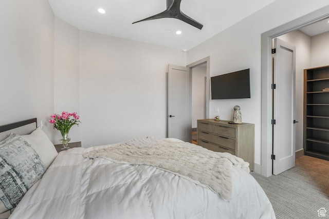 4371 Frost Haven Rd, Park City, UT 84098 - bedroom with light carpet, ceiling fan, baseboards, and recessed lighting