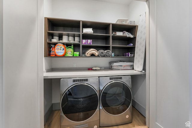 4371 Frost Haven Rd, Park City, UT 84098 - washroom featuring light wood-type flooring, washer and dryer, and laundry area