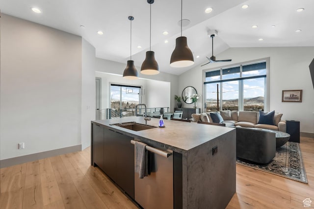 4371 Frost Haven Rd, Park City, UT 84098 - kitchen with light wood-type flooring, a healthy amount of sunlight, a sink, and stainless steel dishwasher