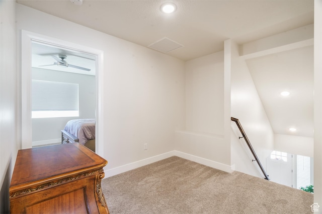 1044 E Southern Homestead Blvd, Enoch, UT 84721 - empty room featuring recessed lighting, attic access, a ceiling fan, light carpet, and baseboards