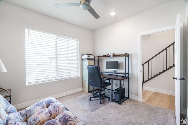 1044 E Southern Homestead Blvd, Enoch, UT 84721 - carpeted office with recessed lighting, a ceiling fan, and baseboards