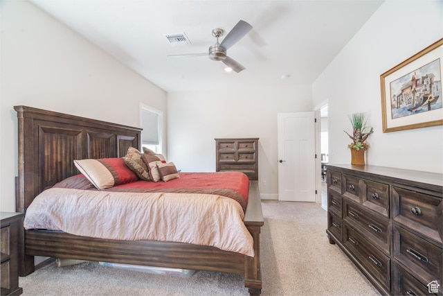 1044 E Southern Homestead Blvd, Enoch, UT 84721 - bedroom featuring baseboards, a ceiling fan, visible vents, and light colored carpet