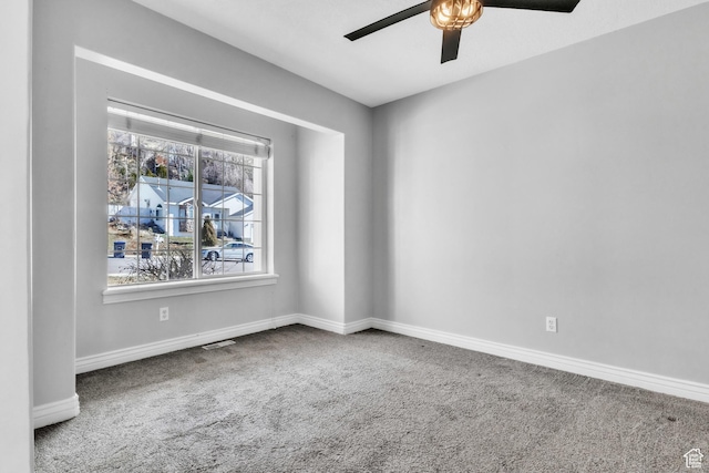 2172 S Dakota Ave, Provo, UT 84606 - carpeted empty room featuring a ceiling fan, visible vents, and baseboards