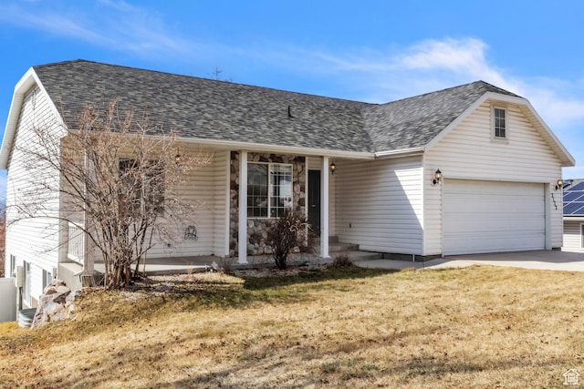 2172 S Dakota Ave, Provo, UT 84606 - ranch-style house featuring a garage, a front yard, and roof with shingles