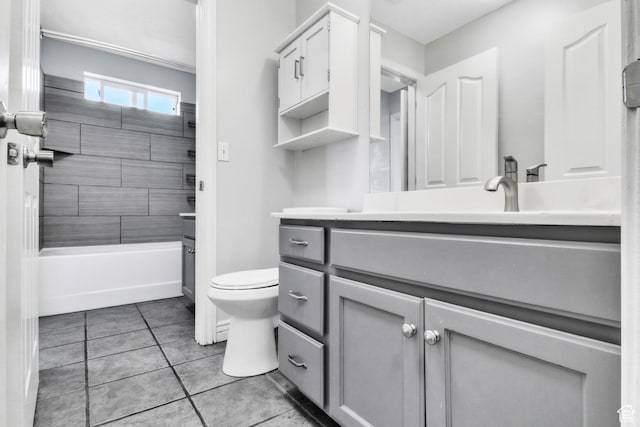 2172 S Dakota Ave, Provo, UT 84606 - bathroom featuring toilet, tile patterned floors, shower / bath combination, and vanity
