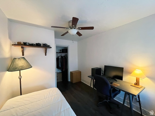 130 S 1300 E Unit 206, Salt Lake City, UT 84102 - bedroom with wood finished floors, a closet, a desk, and ceiling fan