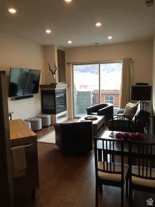 6169 Park Ln Unit 9, Park City, UT 84098 - living area featuring dark wood-style flooring and recessed lighting