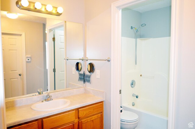 623 W Villa Bluff Dr, Sandy, UT 84070 - bathroom featuring toilet, vanity, and shower / washtub combination