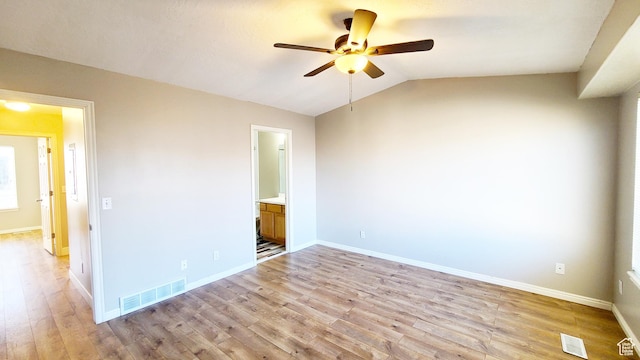 623 W Villa Bluff Dr, Sandy, UT 84070 - unfurnished room featuring baseboards, a ceiling fan, visible vents, and light wood-style flooring