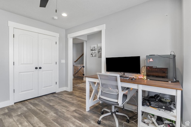 180 S Main St, Fayette, UT 84630 - office with ceiling fan, baseboards, and wood finished floors