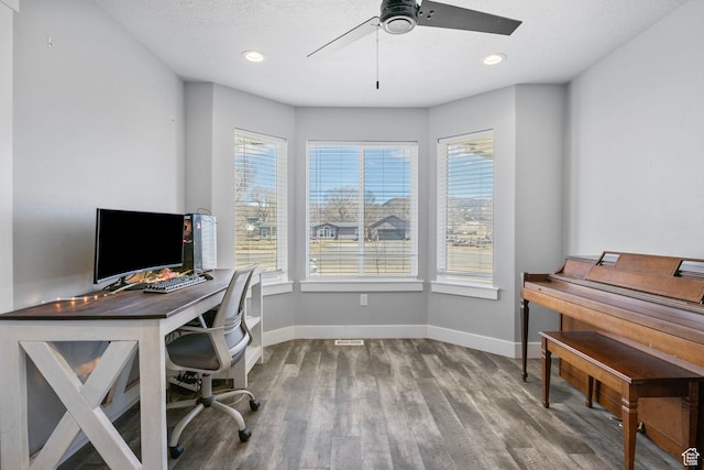 180 S Main St, Fayette, UT 84630 - office with ceiling fan, recessed lighting, wood finished floors, and baseboards