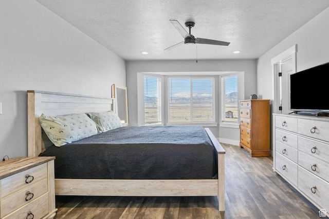 180 S Main St, Fayette, UT 84630 - bedroom with a textured ceiling, ceiling fan, wood finished floors, and recessed lighting