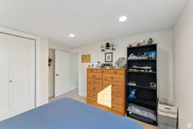 770 N 1000 E, Lehi, UT 84043 - bedroom featuring recessed lighting, baseboards, a closet, and light carpet