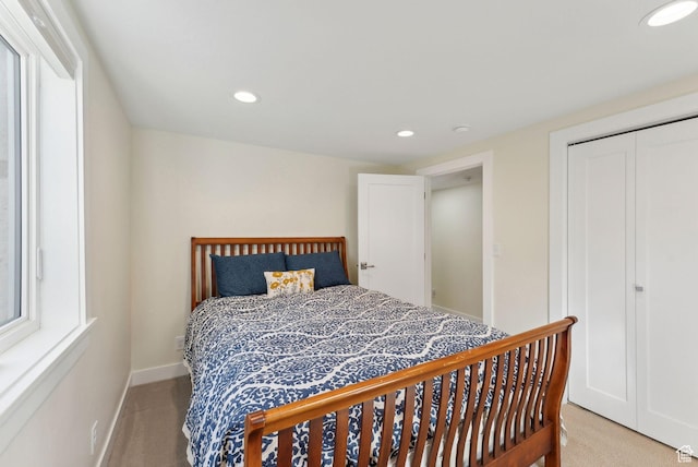 770 N 1000 E, Lehi, UT 84043 - bedroom with baseboards, light carpet, a closet, and recessed lighting