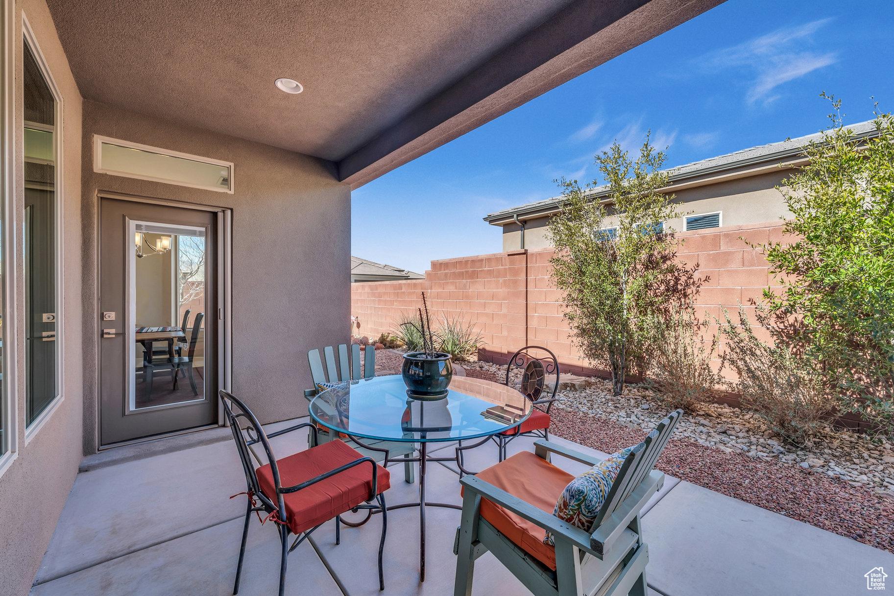 530 W Cougar Way, Ivins, UT 84738 - view of patio / terrace featuring fence and outdoor dining space