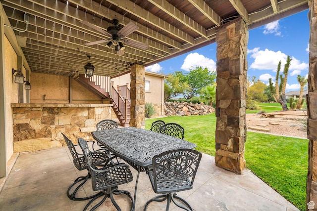 806 N 2500 W, Hurricane, UT 84737 - view of patio with stairs, ceiling fan, and outdoor dining space