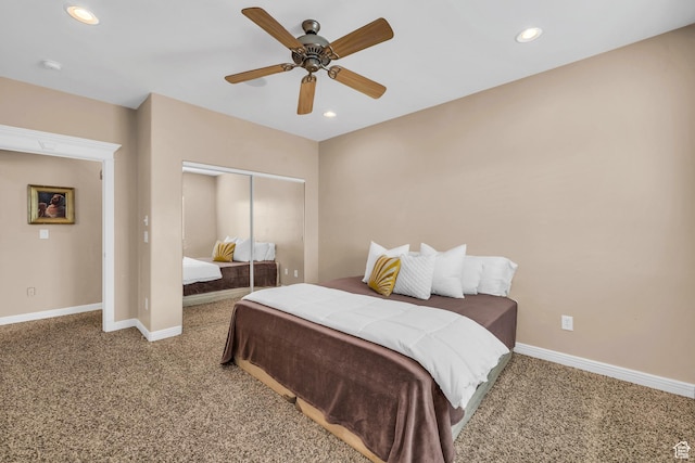 806 N 2500 W, Hurricane, UT 84737 - carpeted bedroom with a ceiling fan, recessed lighting, a closet, and baseboards