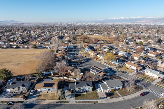 aerial view with a residential view and a mountain view