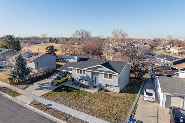 bird's eye view with a residential view