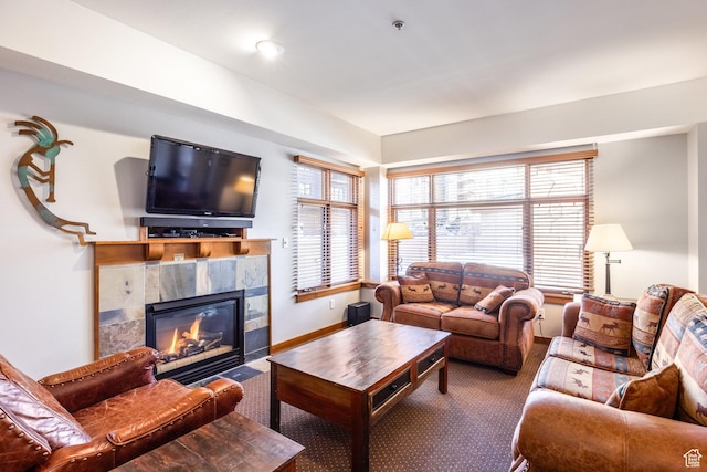 3720 N Sundial Ct Unit C007, Park City, UT 84098 - carpeted living area with a tiled fireplace