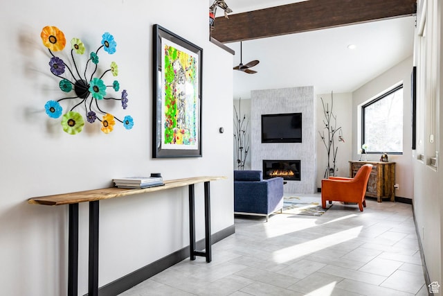 12 Thaynes Canyon Dr, Park City, UT 84060 - reception area with a large fireplace and a ceiling fan