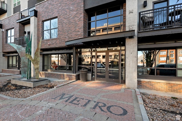 350 S 200 E Unit 404, Salt Lake City, UT 84111 - entrance to property with brick siding, stucco siding, and french doors