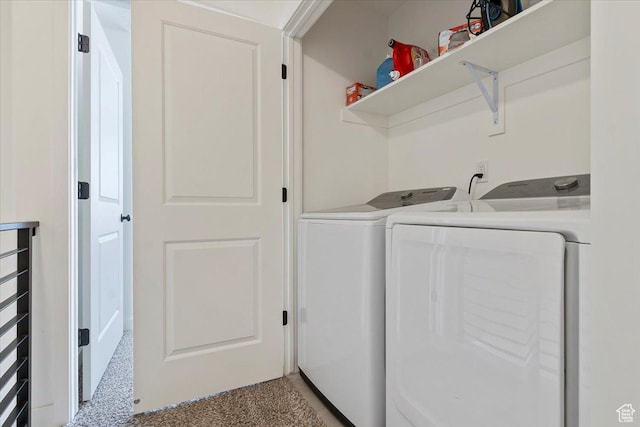 clothes washing area with laundry area and washing machine and dryer