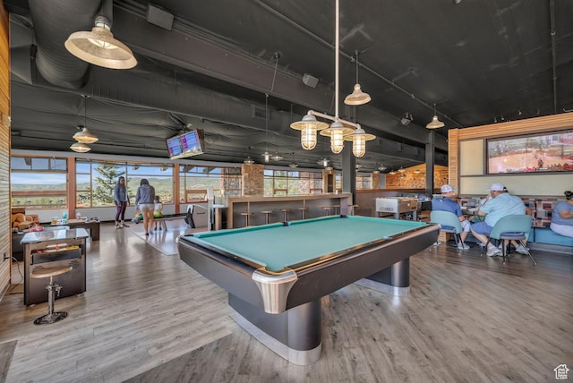 6379 W Golden Bear Loop, Park City, UT 84098 - recreation room with a bar, wood finished floors, and billiards