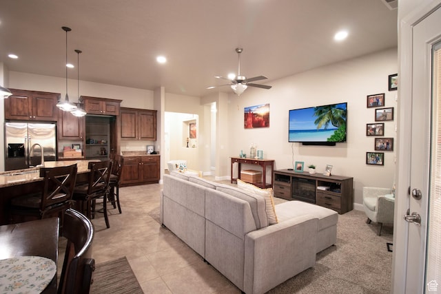 529 E Dry Ln, Washington, UT 84780 - living room with recessed lighting, a ceiling fan, and light tile patterned floors