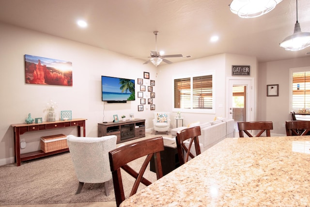 529 E Dry Ln, Washington, UT 84780 - carpeted dining room featuring ceiling fan and recessed lighting