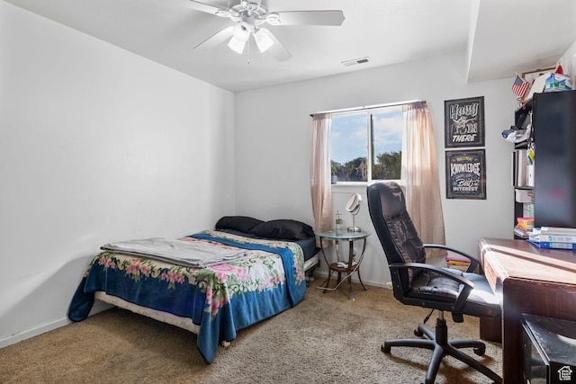 4160 S Oak Meadows Dr W Unit 11, Taylorsville, UT 84123 - carpeted bedroom with baseboards, visible vents, and a ceiling fan