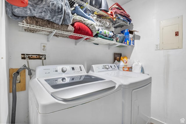 4160 S Oak Meadows Dr W Unit 11, Taylorsville, UT 84123 - washroom with laundry area, electric panel, and washing machine and clothes dryer